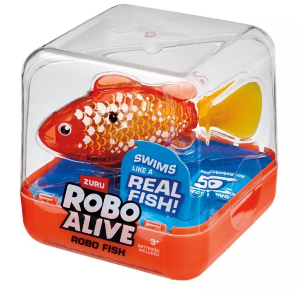 New in Package Robo Alive Water Activated Robotic Fish Action Figure, orange